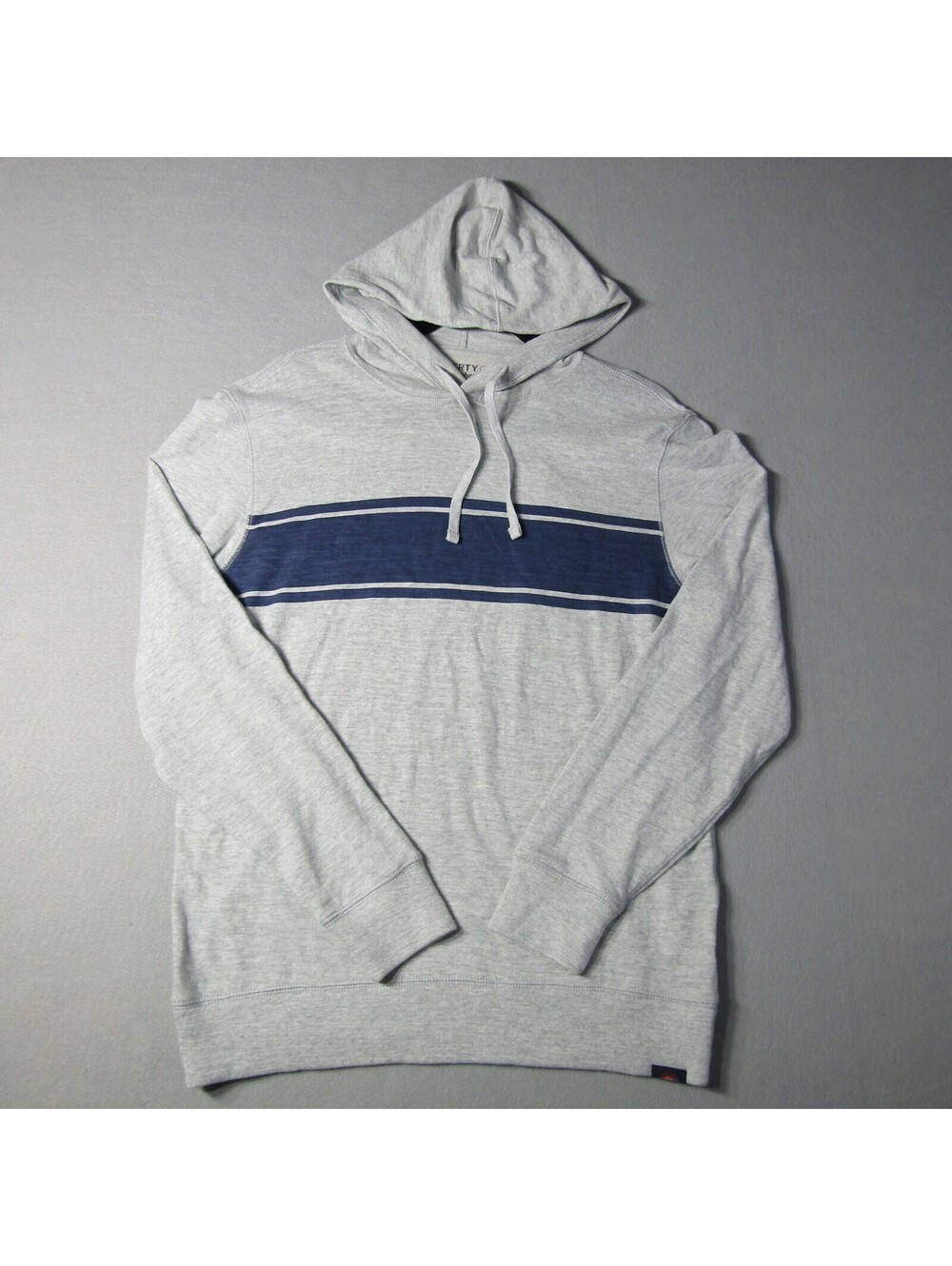 NWT Faherty Sunwashed Slub Hoodie Men's S Light Gray Heather with Navy Stripe